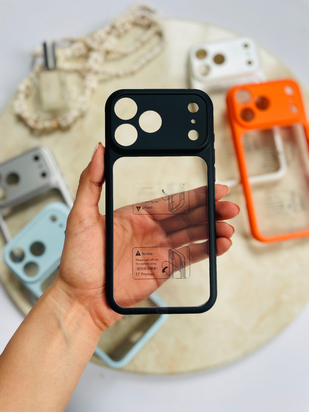 قاب و کاور محافظ آیفون ۱۷ پرومکس مدل نیمه شفاف نیمه رنگی